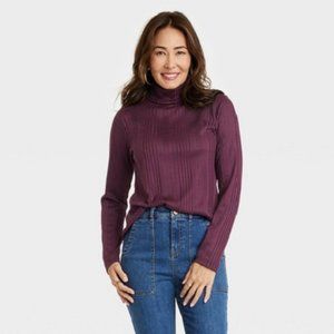 Knox Rose™ Women's Plus Size Long Sleeve Turtleneck Top Plum Passion Size XL